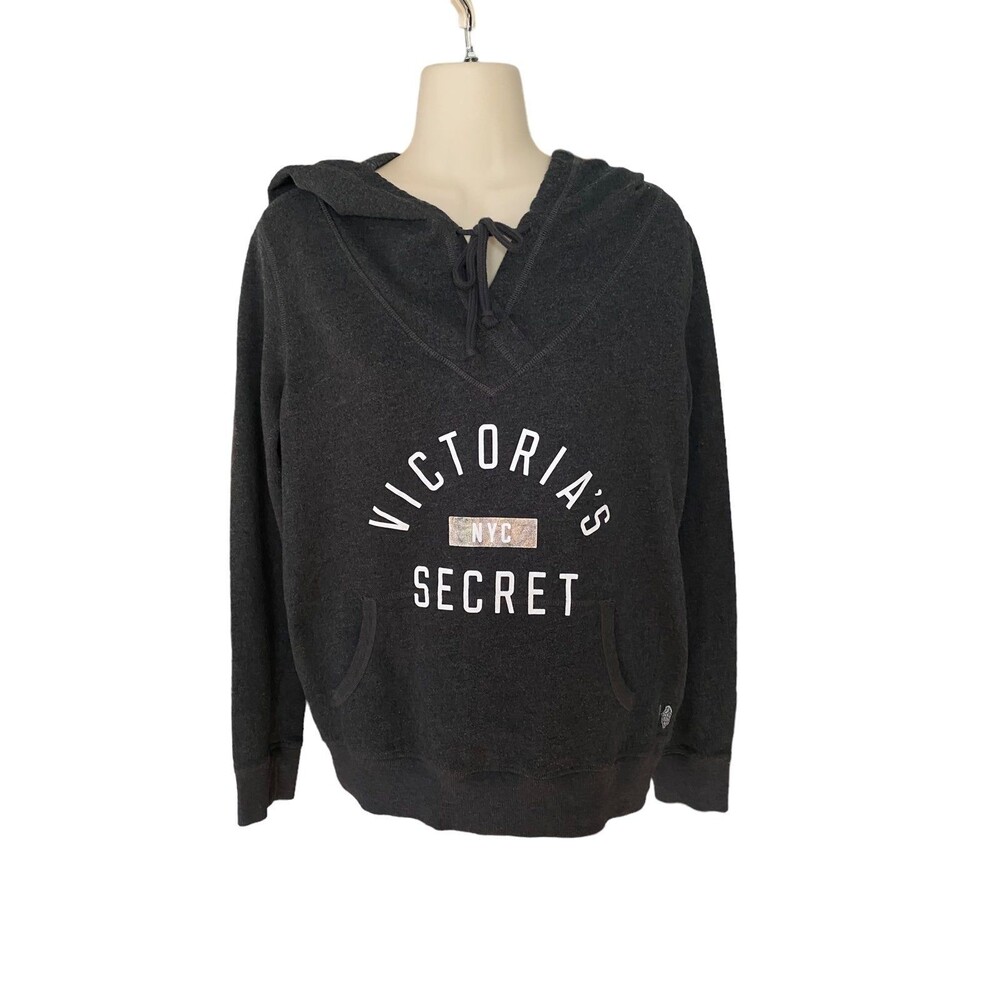Victoria’s Secret NYC Charcoal Grey Drawstring Kangaroo pocket Hoodie Size M